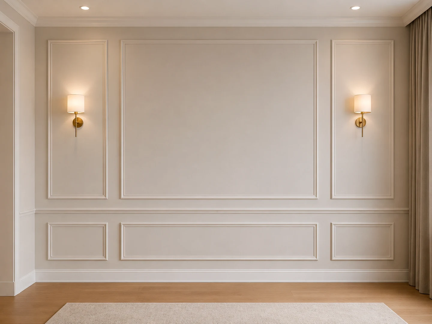 Essential accent wall package example with clean picture-frame molding and a simple one-color finish