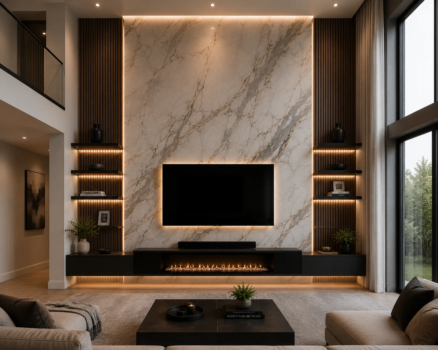 Premium media wall package design example: Luxury Statement Wall