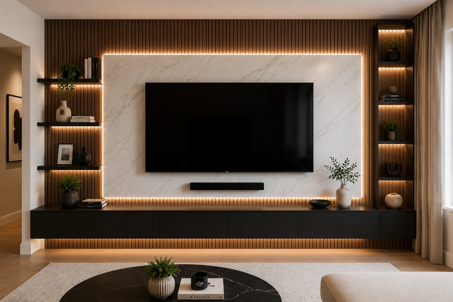 Signature media wall package design example: Custom Media Wall